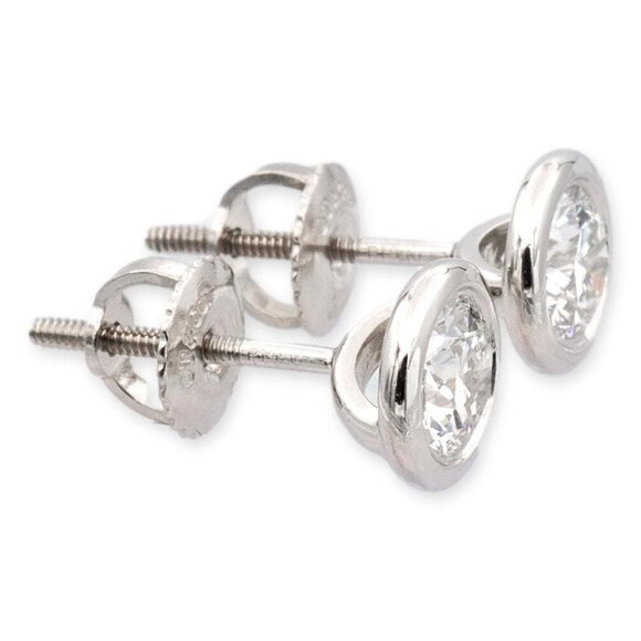 6,400 Tiffany & Co Platinum Diamond Stud Elsa Peretti Yard Bezel 0.56ct F VS1 - Picture 3 of 9